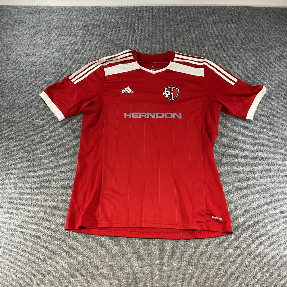 Adidas Herndon Youth Soccer Jersey Red Climacool Number 18 Mens Large L